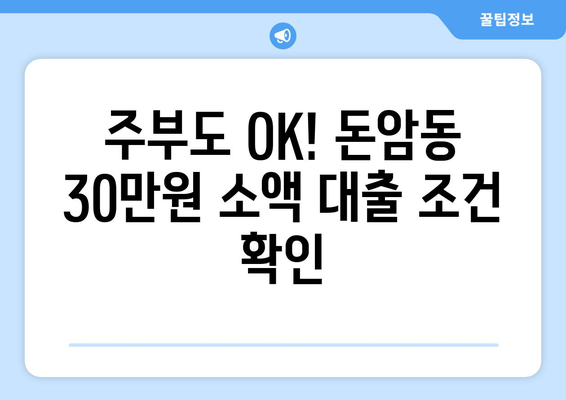 서울특별시 성북구 돈암동 주부 소액 30만원 대출