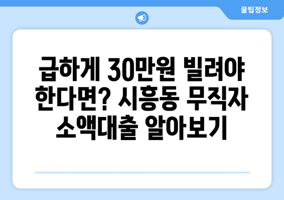 서울특별시 금천구 시흥동 무직자 소액 30만원 대출