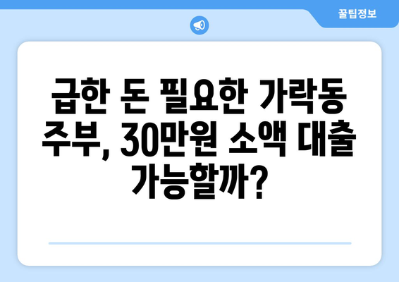 서울특별시 송파구 가락동 주부 소액 30만원 대출