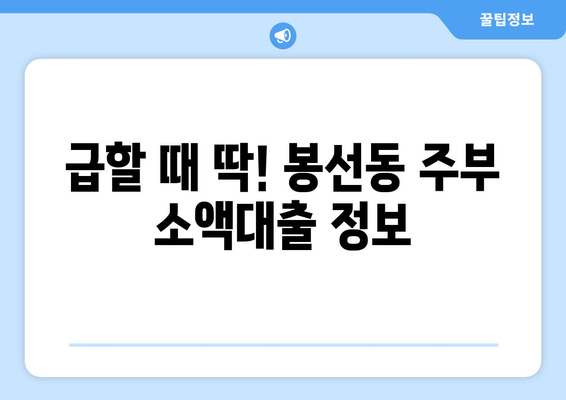 광주광역시 남구 봉선동 주부 소액 30만원 대출