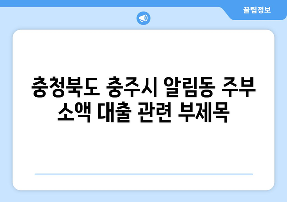 충청북도 충주시 알림동 주부 소액 30만원 대출