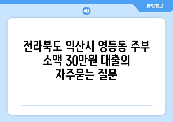 전라북도 익산시 영등동 주부 소액 30만원 대출