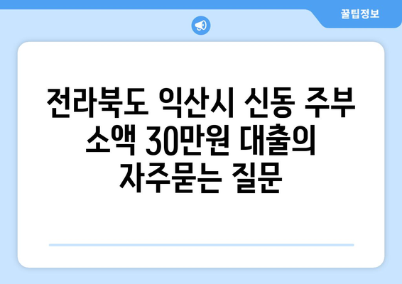 전라북도 익산시 신동 주부 소액 30만원 대출