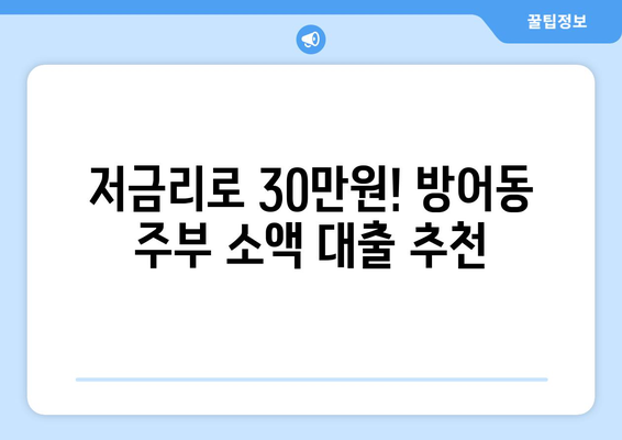 울산광역시 동구 방어동 주부 소액 30만원 대출