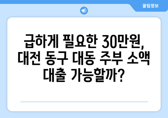 대전광역시 동구 대동 주부 소액 30만원 대출