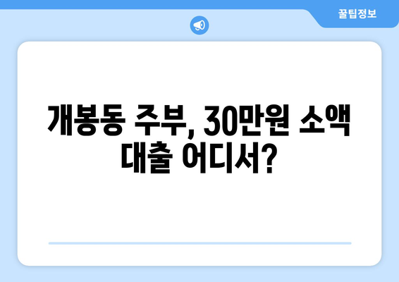 서울특별시 구로구 개봉동 주부 소액 30만원 대출