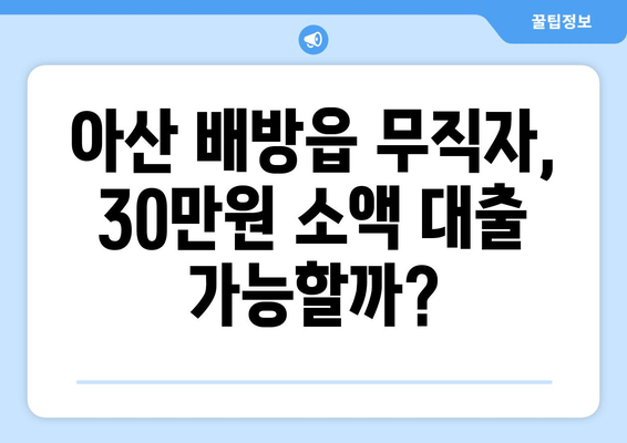 충청남도 아산시 배방읍 무직자 소액 30만원 대출