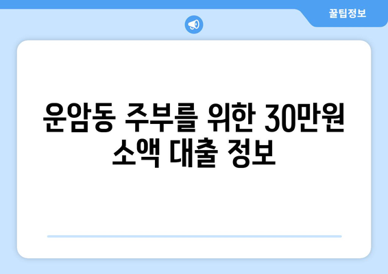 광주광역시 북구 운암동 주부 소액 30만원 대출