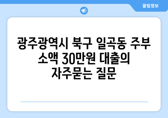 광주광역시 북구 일곡동 주부 소액 30만원 대출