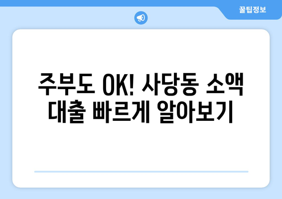 서울특별시 동작구 사당동 주부 소액 30만원 대출