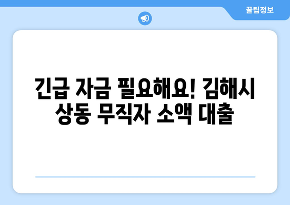 경상남도 김해시 상동 무직자 소액 30만원 대출