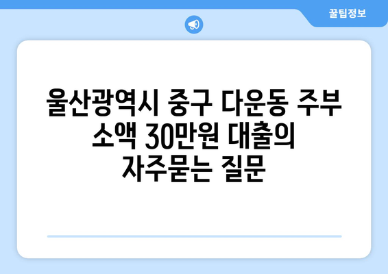 울산광역시 중구 다운동 주부 소액 30만원 대출