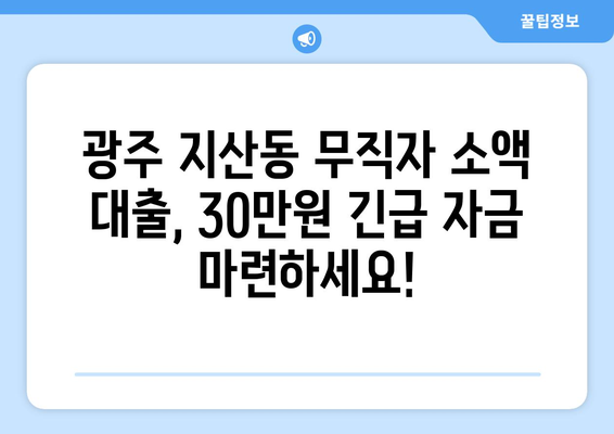 광주광역시 동구 지산동 무직자 소액 30만원 대출