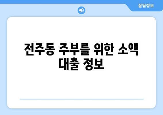 전주시 완산구 전주동 주부 소액 30만원 대출