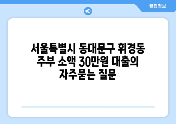 서울특별시 동대문구 휘경동 주부 소액 30만원 대출