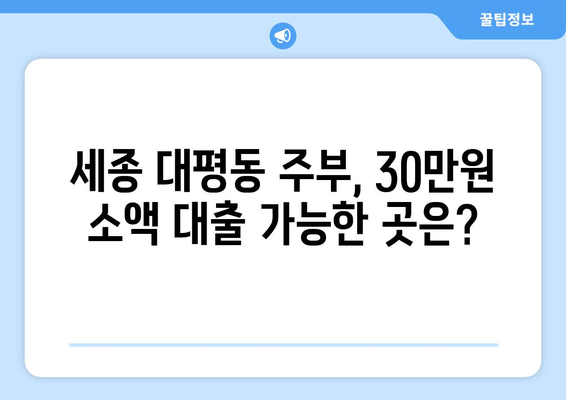 세종특별자치시 대평동 주부 소액 30만원 대출