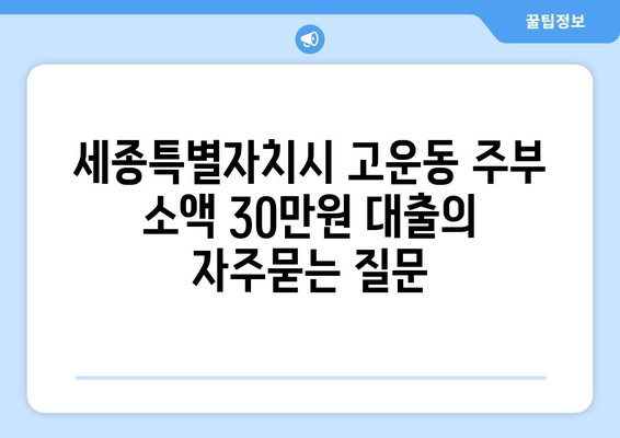 세종특별자치시 고운동 주부 소액 30만원 대출