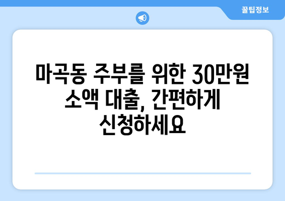 서울특별시 강서구 마곡동 주부 소액 30만원 대출