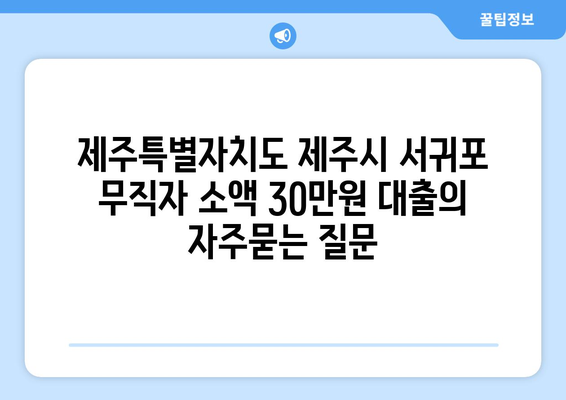 제주특별자치도 제주시 서귀포 무직자 소액 30만원 대출