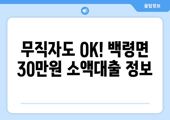 인천광역시 웅진군 백령면 무직자 소액 30만원 대출