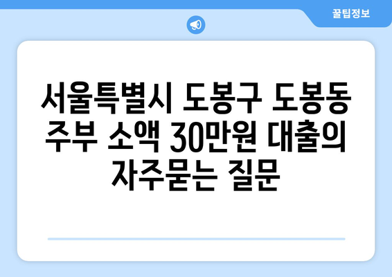 서울특별시 도봉구 도봉동 주부 소액 30만원 대출