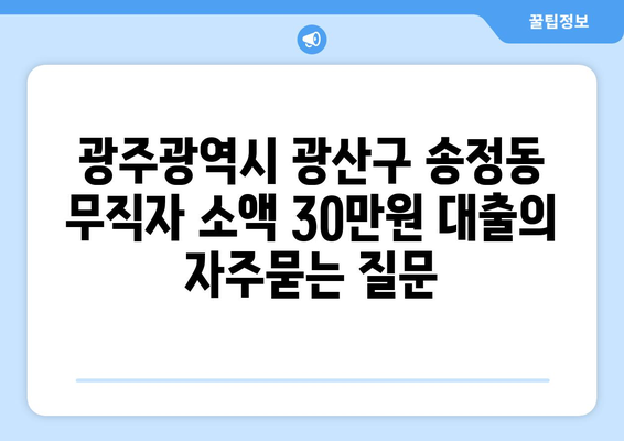 광주광역시 광산구 송정동 무직자 소액 30만원 대출