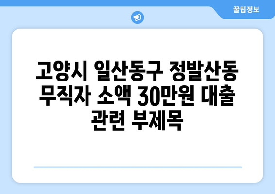 고양시 일산동구 정발산동 무직자 소액 30만원 대출