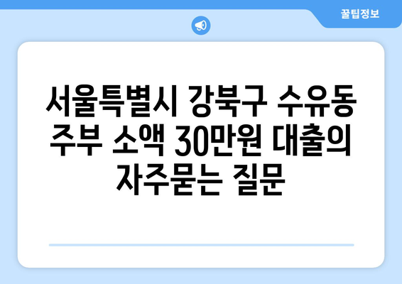 서울특별시 강북구 수유동 주부 소액 30만원 대출