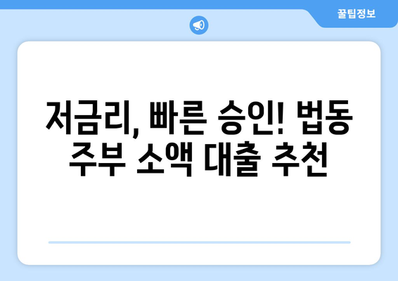 대전광역시 대덕구 법동 주부 소액 30만원 대출