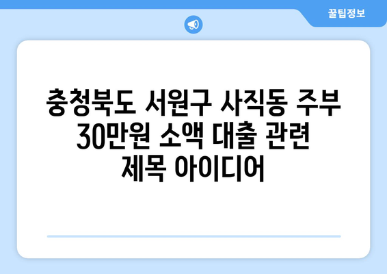 충청북도 서원구 사직동 주부 소액 30만원 대출