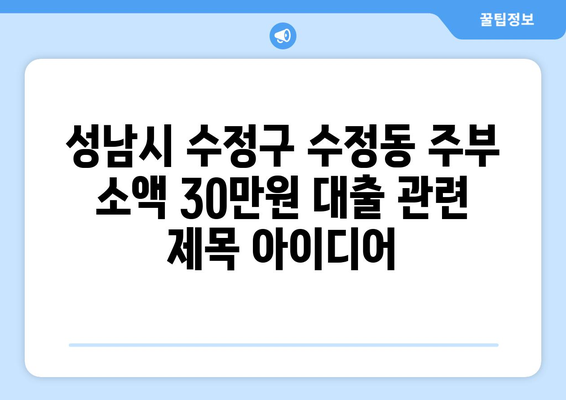 성남시 수정구 수정동 주부 소액 30만원 대출