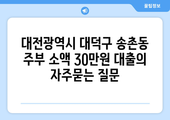 대전광역시 대덕구 송촌동 주부 소액 30만원 대출