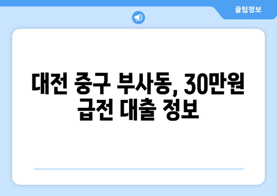 대전광역시 중구 부사동 무직자 소액 30만원 대출