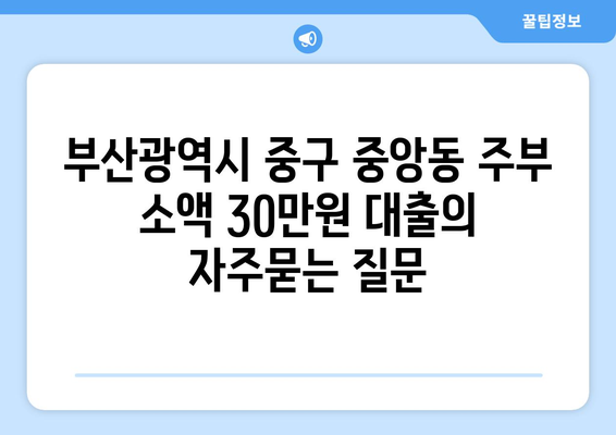 부산광역시 중구 중앙동 주부 소액 30만원 대출