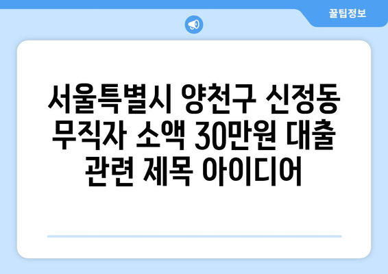 서울특별시 양천구 신정동 무직자 소액 30만원 대출