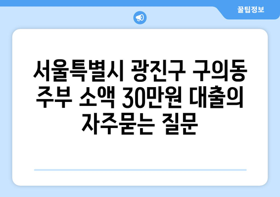 서울특별시 광진구 구의동 주부 소액 30만원 대출