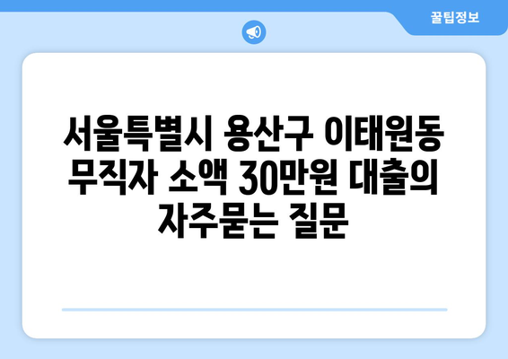 서울특별시 용산구 이태원동 무직자 소액 30만원 대출