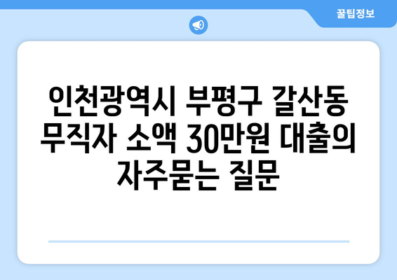 인천광역시 부평구 갈산동 무직자 소액 30만원 대출