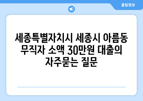 세종특별자치시 세종시 아름동 무직자 소액 30만원 대출