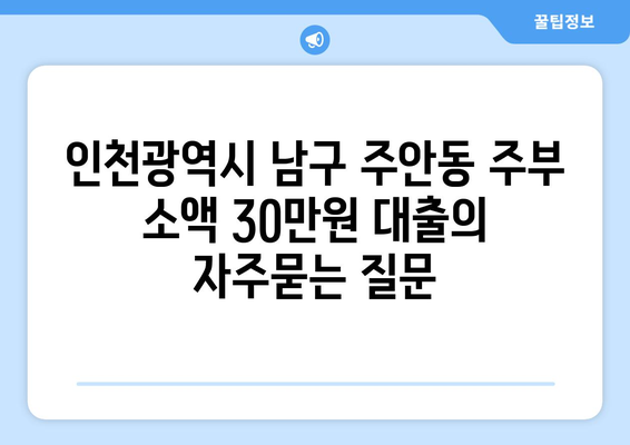 인천광역시 남구 주안동 주부 소액 30만원 대출