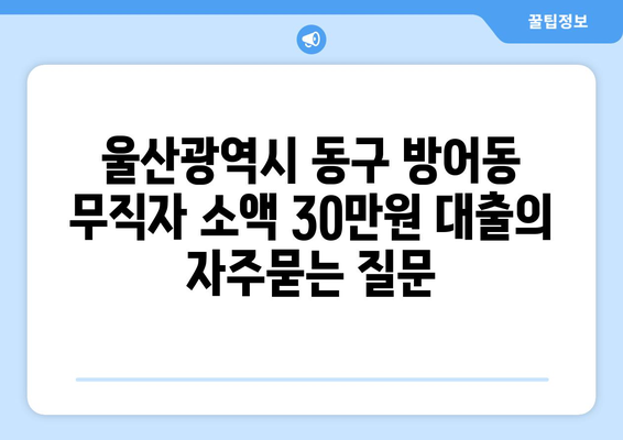 울산광역시 동구 방어동 무직자 소액 30만원 대출