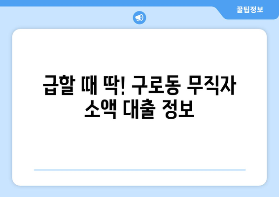 서울특별시 구로구 구로동 무직자 소액 30만원 대출