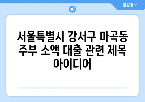 서울특별시 강서구 마곡동 주부 소액 30만원 대출