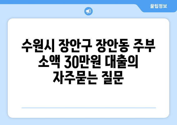 수원시 장안구 장안동 주부 소액 30만원 대출