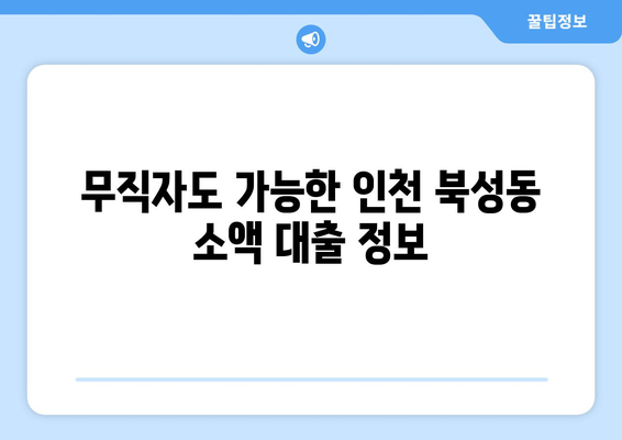 인천광역시 중구 북성동 무직자 소액 30만원 대출