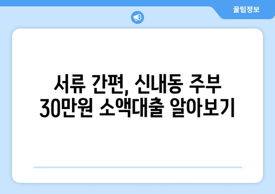 서울특별시 중랑구 신내동 주부 소액 30만원 대출