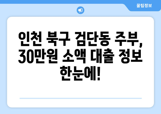 인천광역시 북구 검단동 주부 소액 30만원 대출