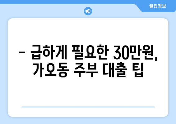 대전광역시 동구 가오동 주부 소액 30만원 대출