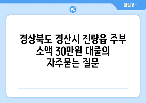 경상북도 경산시 진량읍 주부 소액 30만원 대출