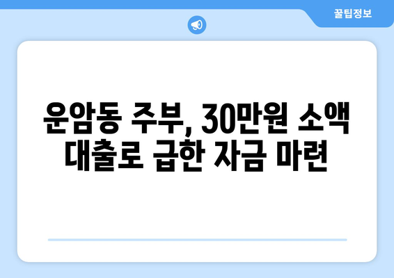 광주광역시 북구 운암동 주부 소액 30만원 대출